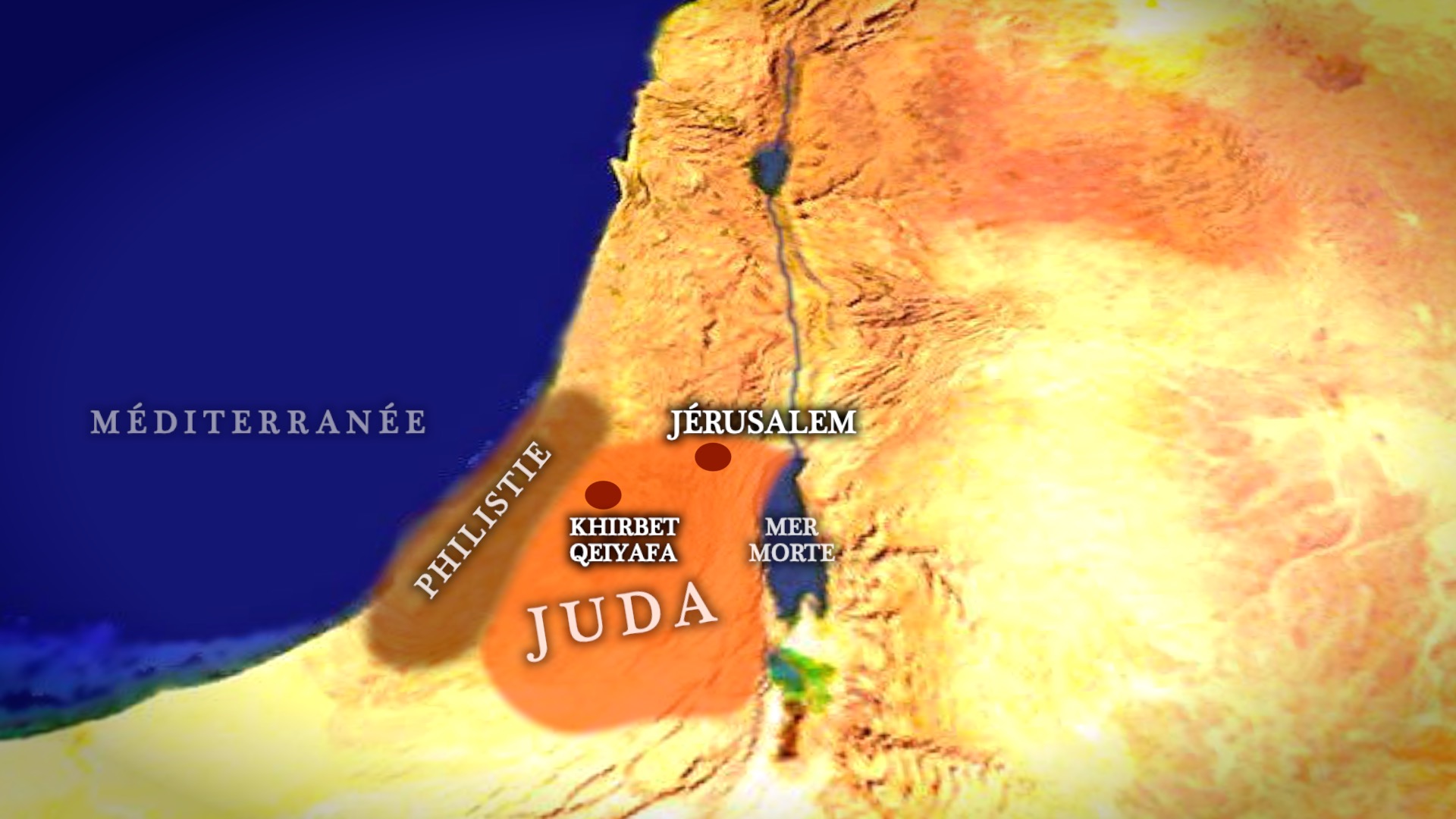 Situation de Khirbet Qeiyafa en Juda, à proximité du territoire philistin