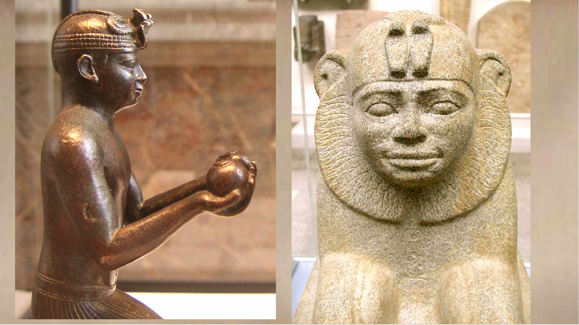 Buste et sphinx de Taharqa, pharaon éthiopien - Domaine public