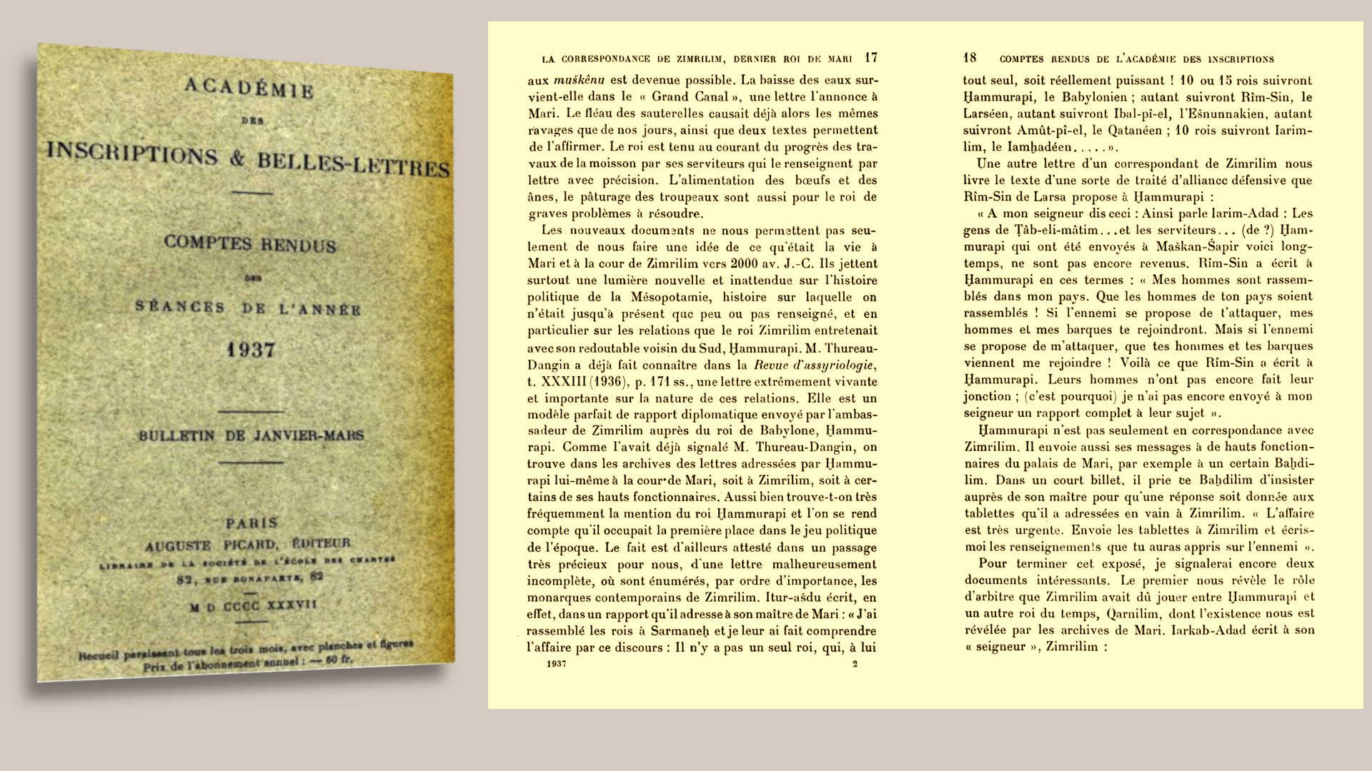 Académie des Inscriptions et Belles Lettres 1937