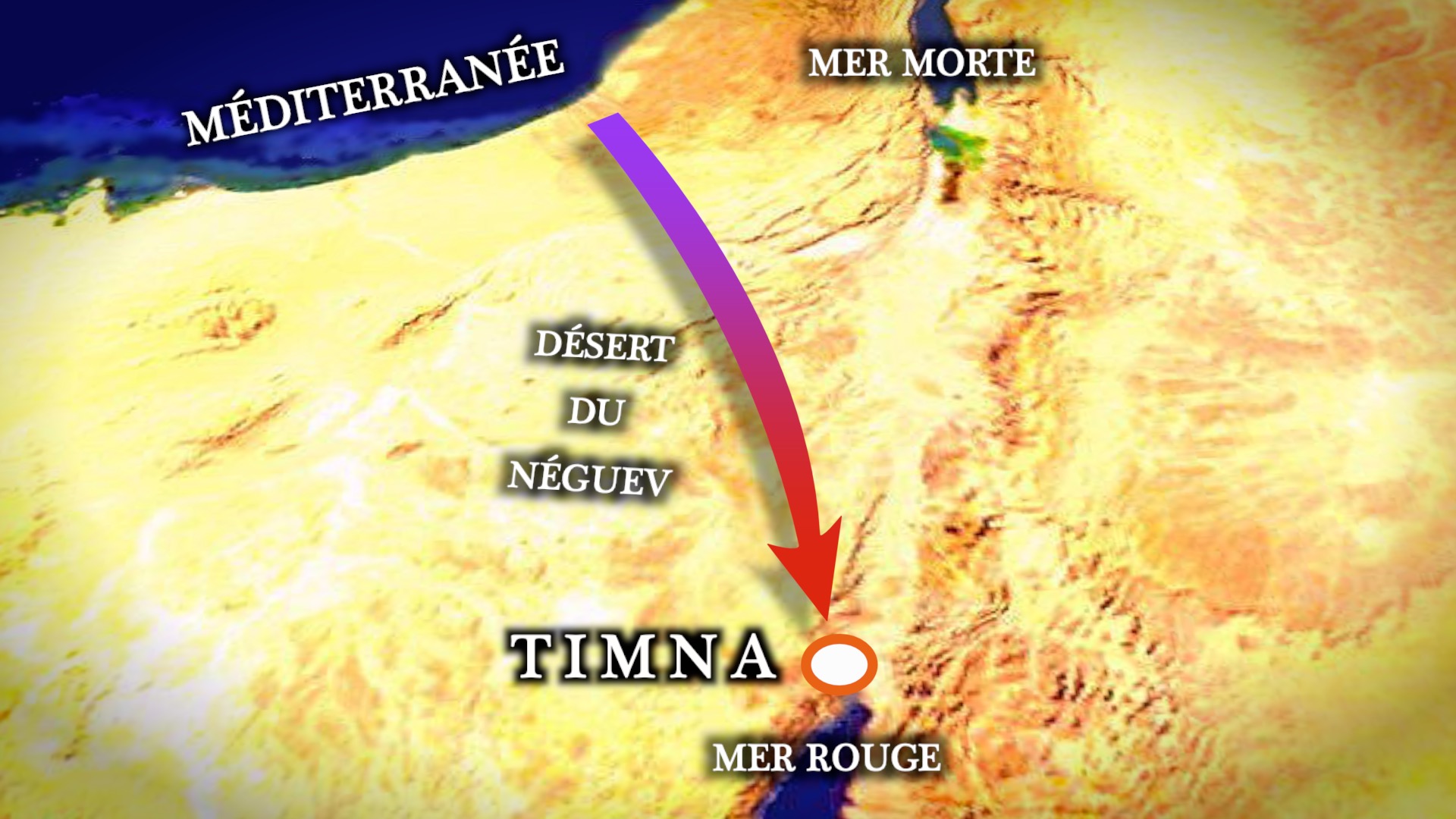 Carte situant Timna au sud du désert du Néguev